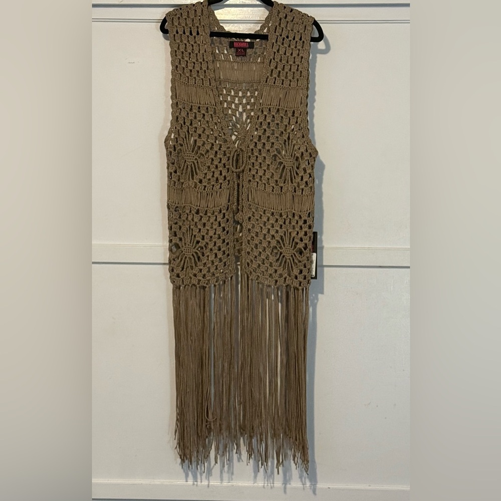 Festival Wear - Crochet Fringe Tie Front Vest